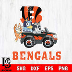 Cincinnati Bengals Bluey friends car Svg Eps Dxf Png File, NFL svg, Digital Download, Instant Download