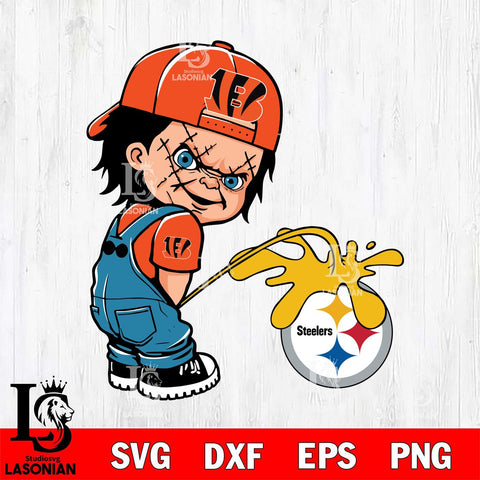 Cincinnati Bengals Chucky Piss On Pittsburgh Steelers Svg Eps Dxf Png File, Digital Download, Instant Download