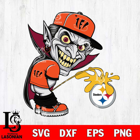 Cincinnati Bengals Dracula Piss On Pittsburgh Steelers Svg Eps Dxf Png File, Digital Download, Instant Download