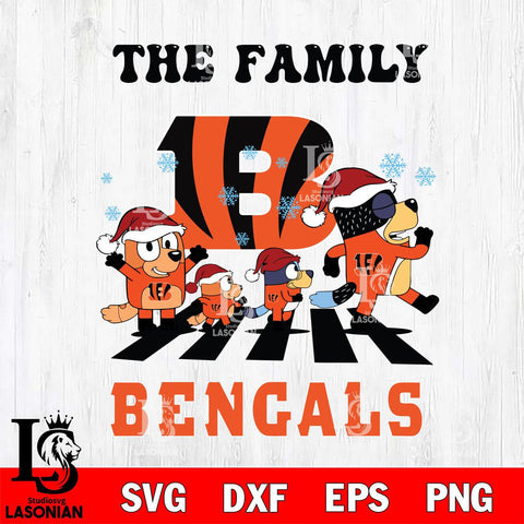 Cincinnati Bengals Family Bluey Christmas Svg Eps Dxf Png File, Digital Download