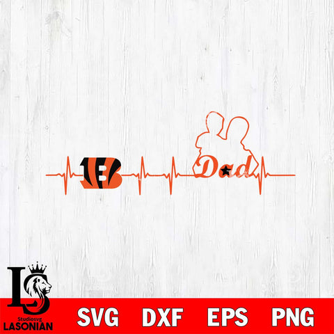 Cincinnati Bengals Father Heart Beat Svg Eps Dxf Png File, Digital Download, Instant Download