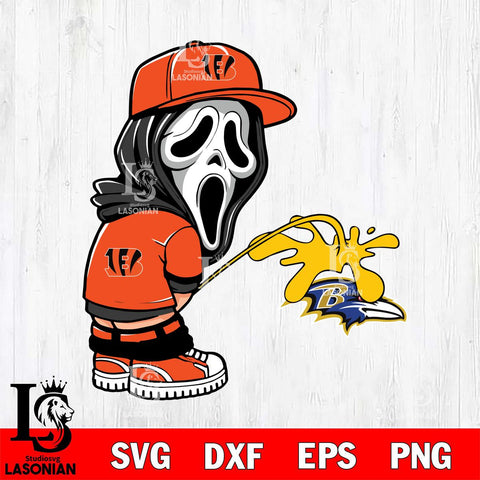 Cincinnati Bengals Ghostface Piss On Baltimore Ravens Svg Eps Dxf Png File, Digital Download, Instant Download