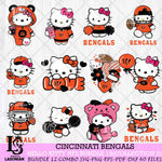 Cincinnati Bengals Hello Kitty Bundle 12 SVG Svg Eps Dxf Png File, Digital Download, Instant Download