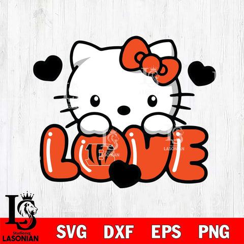 Cincinnati Bengals Hello Kitty Love Svg Eps Dxf Png File, Digital Download, Instant Download