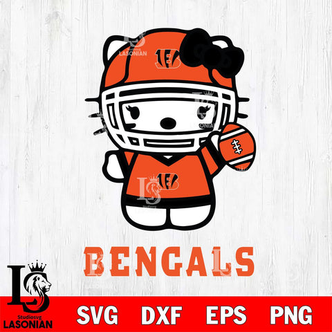 Cincinnati Bengals Hello Kitty Nfl 1 Svg Eps Dxf Png File, Digital Download, Instant Download