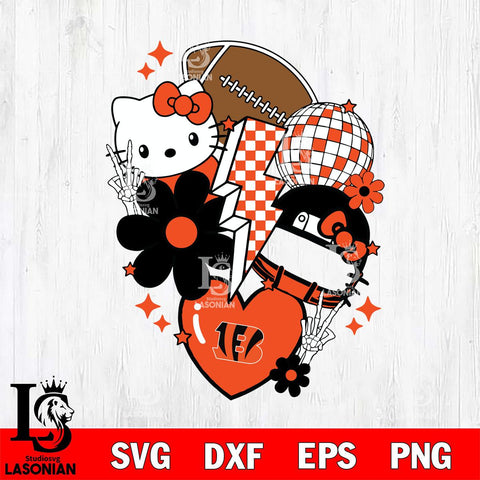 Cincinnati Bengals Hello Kitty Nfl 2 Svg Eps Dxf Png File, Digital Download, Instant Download