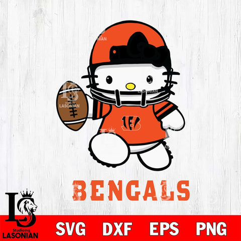 Cincinnati Bengals Hello Kitty Nfl 4 Svg Eps Dxf Png File, Digital Download, Instant Download