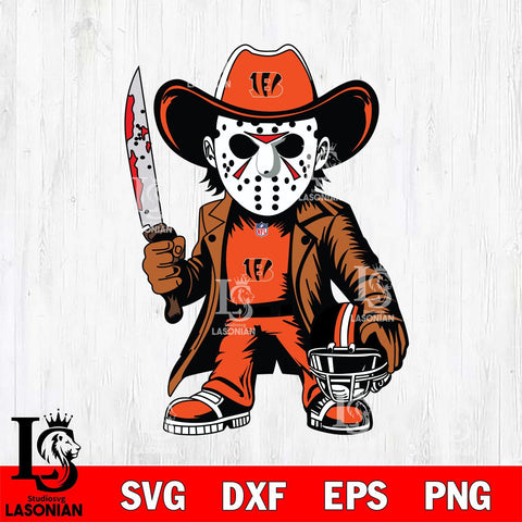 Cincinnati Bengals Jason Voorhees Horror Svg Eps Dxf Png File, NFL svg, Digital Download, Instant Download