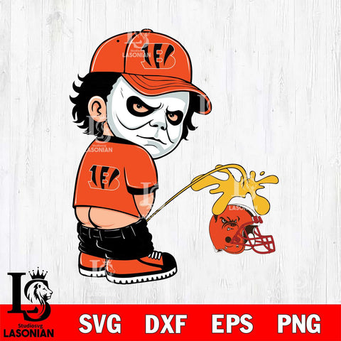 Cincinnati Bengals Michael Myers Piss On Cleveland Browns Svg Eps Dxf Png File, Digital Download, Instant Download