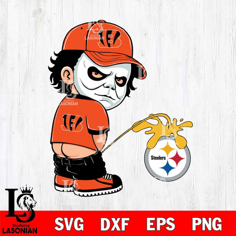 Cincinnati Bengals Michael Myers Piss On Pittsburgh Steelers Svg Eps Dxf Png File, Digital Download, Instant Download