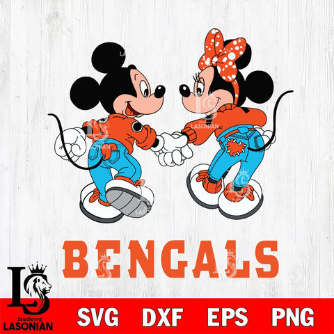 Cincinnati Bengals Mickey Minnie Valentine Rugby Svg Eps Dxf Png File, Digital Download ,Instant Download, Cricut File