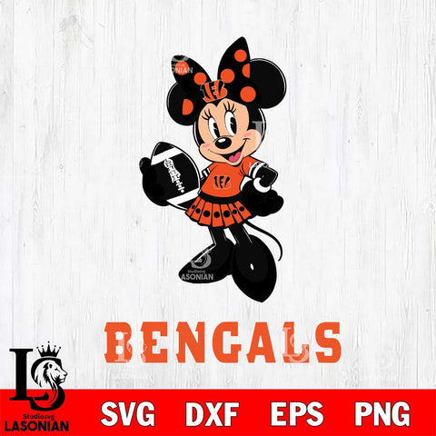 Cincinnati Bengals Minnie Mouse, Svg Eps Dxf Png File, Digital Download