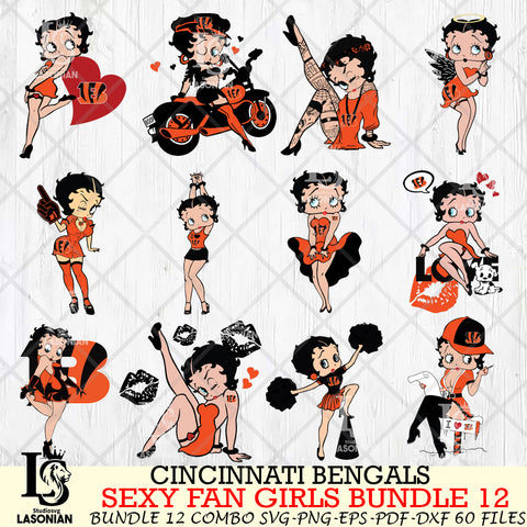 Cincinnati Bengals Sexy Fan Girls Bundle 12 Svg Eps Dxf Png File, Digital Download, Instant Download