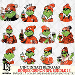 Cincinnati Bengals  Boujee Grinch NFL Bundle 12 SVG Eps Dxf Png File, Digital Download, Instant Download