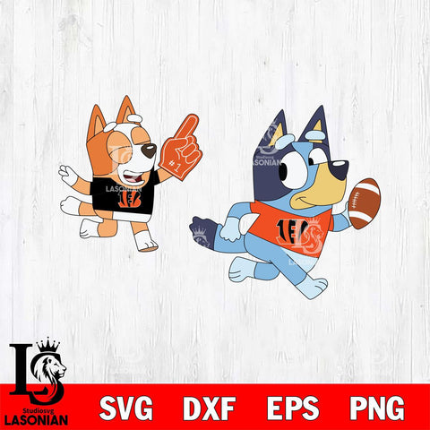 Cincinnati Bengals bluey football 2 Svg Eps Dxf Png File, Digital Download, Instant Download