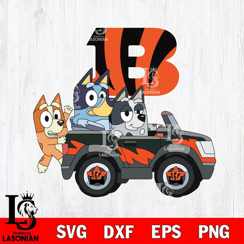 Cincinnati Bengals bluey friends car Svg Eps Dxf Png File, Digital Download, Instant Download