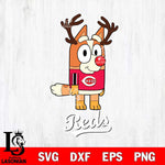 Cincinnati Reds Bluey Chilli Christmas Deer Svg Eps Dxf Png File, Digital Download