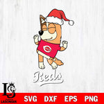 Cincinnati Reds Bluey Chilli Happy Christmas Svg Eps Dxf Png File, Digital Download