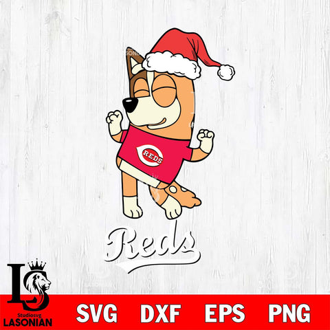 Cincinnati Reds Bluey Chilli Happy Christmas Svg Eps Dxf Png File, Digital Download