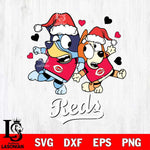 Cincinnati Reds Bluey Christmas 2 Svg Eps Dxf Png File, Digital Download