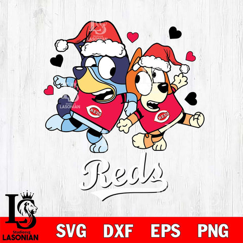 Cincinnati Reds Bluey Christmas 2 Svg Eps Dxf Png File, Digital Download