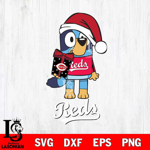 Cincinnati Reds Bluey Christmas Svg Eps Dxf Png File, Digital Download