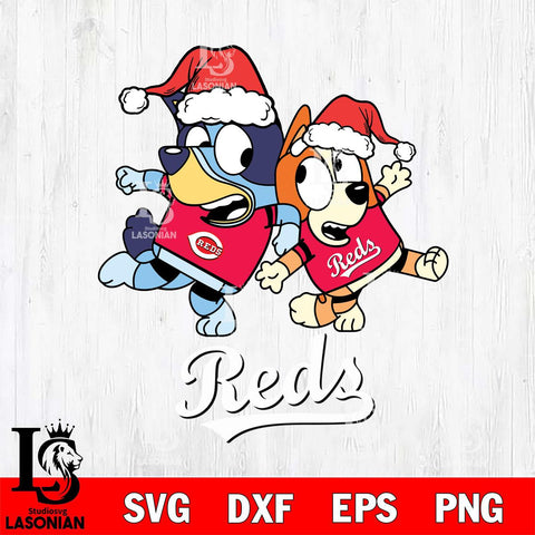 Cincinnati Reds Bluey Christmas Holiday Svg Eps Dxf Png File, Digital Download