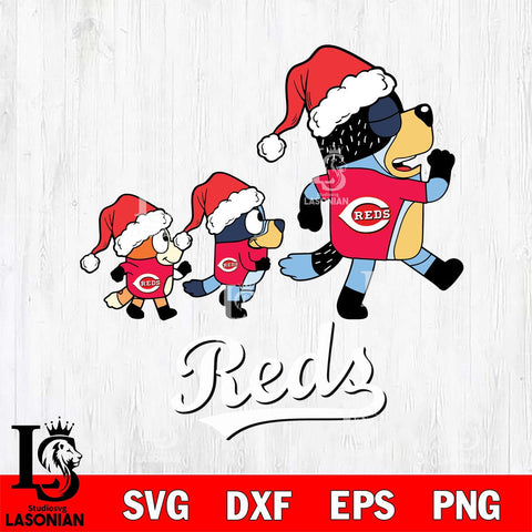 Cincinnati Reds Bluey Family Christmas Svg Eps Dxf Png File, Digital Download