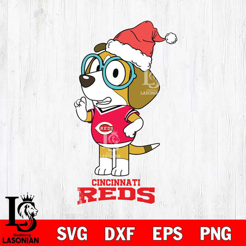 Cincinnati Reds Christmas Bluey Honey Sport Cricut , Christmas Svg , Bluey svg , Digital Download, dxf eps png pdf file