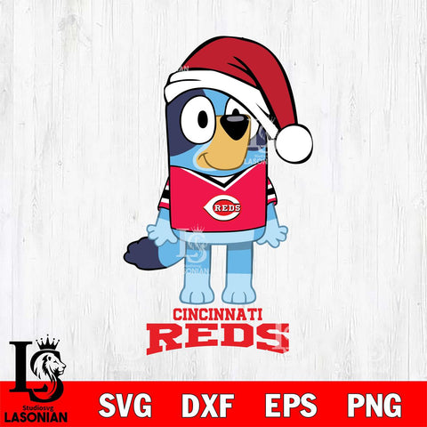 Cincinnati Reds Christmas Bluey Sport Cricut , Christmas Svg , Bluey svg , Digital Download, dxf eps png pdf file