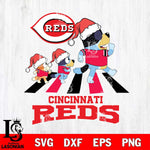 Cincinnati Reds Christmas Family Bluey Walking Cricut , Christmas Svg , Bluey svg , Digital Download, dxf eps png pdf file