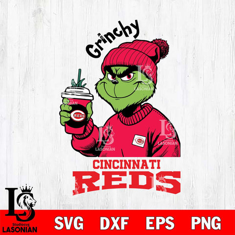 Cincinnati Reds Grinchy Bougie Christmas Cut Files Cricut, Svg Dxf Eps Png file , Silhouette