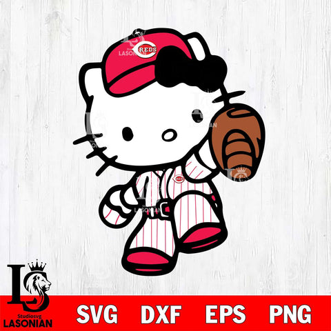 Cincinnati Reds Hello Kitty 3 Svg Eps Dxf Png File, Digital Download, Instant Download