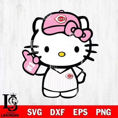 Cincinnati Reds Hello Kitty Pink Baseball 10 Svg Eps Dxf Png File, MLB svg, Digital Download, Instant Download