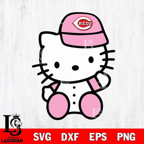 Cincinnati Reds Hello Kitty Pink Baseball 5 Svg Eps Dxf Png File, MLB svg, Digital Download, Instant Download