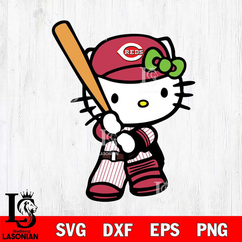 Cincinnati Reds Hello Kitty sport 2 Svg Eps Dxf Png File, Digital Download, Instant Download