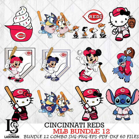 Cincinnati Reds MLB Bundle 12 Svg Eps Dxf Png File, Digital Download, Instant Download