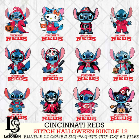 Cincinnati Reds Stitch Horror Bundle 12 SVG Svg Eps Dxf Png File, MLB svg, Digital Download, Instant Download