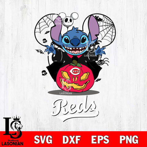 Cincinnati Reds Stitch Horror Halloween Svg Eps Dxf Png File, Digital Download, Instant Download