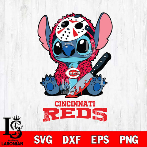 Cincinnati Reds Stitch Jason Voorhees Svg Eps Dxf Png File, MLB svg, Digital Download, Instant Download