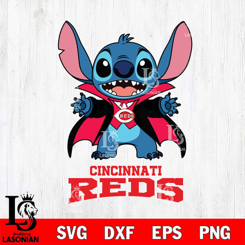 Cincinnati Reds Stitch Vampire halloween Svg Eps Dxf Png File, MLB svg, Digital Download, Instant Download