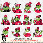 Cincinnati Reds  Boujee Grinch MLB Bundle 12 SVG Eps Dxf Png File, Digital Download, Instant Download