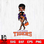 Clemson Tigers Beautiful Black Fan Girl, Svg Eps Dxf Png File, Digital Download