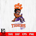 Clemson Tigers Beauty Black Fan Girl Football, Svg Eps Dxf Png File, Digital Download