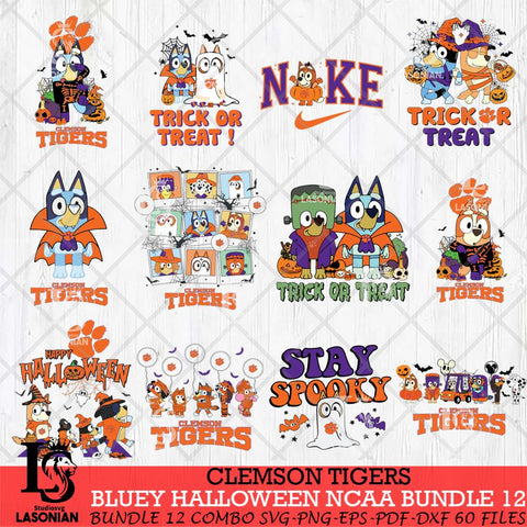 Clemson Tigers Bluey Halloween NCAA 12 SVG Eps Dxf Png File, Bundle NCAA svg, Digital Download, Instant Download