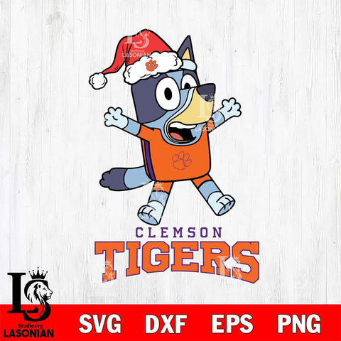 Clemson Tigers Bluey Happy Christmas Svg Eps Dxf Png File, Digital Download