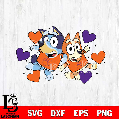 Clemson Tigers Bluey heart Svg Eps Dxf Png File, Digital Download, Instant Download