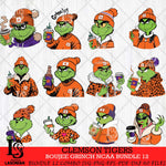 Clemson Tigers Boujee Grinch NCAA Bundle 12 SVG Eps Dxf Png File, Digital Download, Instant Download