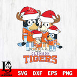 Clemson Tigers Christmas Bluey Santa Family Cut Files,Bluey Cricut,Christmas Svg , Bluey svg , Digital Download, dxf eps png pdf file