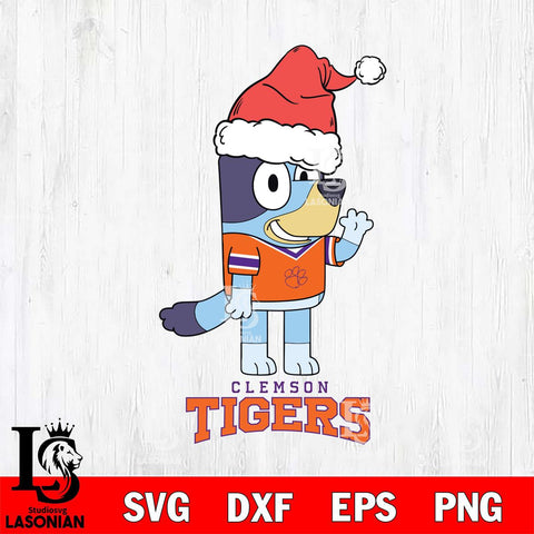 Clemson Tigers Christmas Bluey Say Hi Cut Files,Bluey Cricut,Christmas Svg , Bluey svg , Digital Download, dxf eps png pdf file